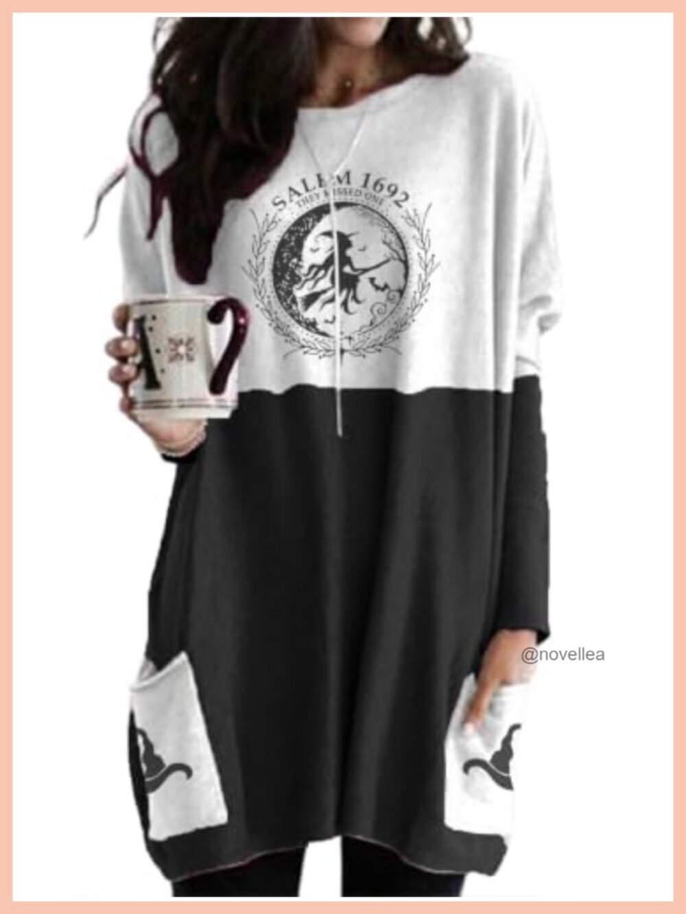 Womens Tunic Top Long Sleeve Casual Pocket Shirt Dress
